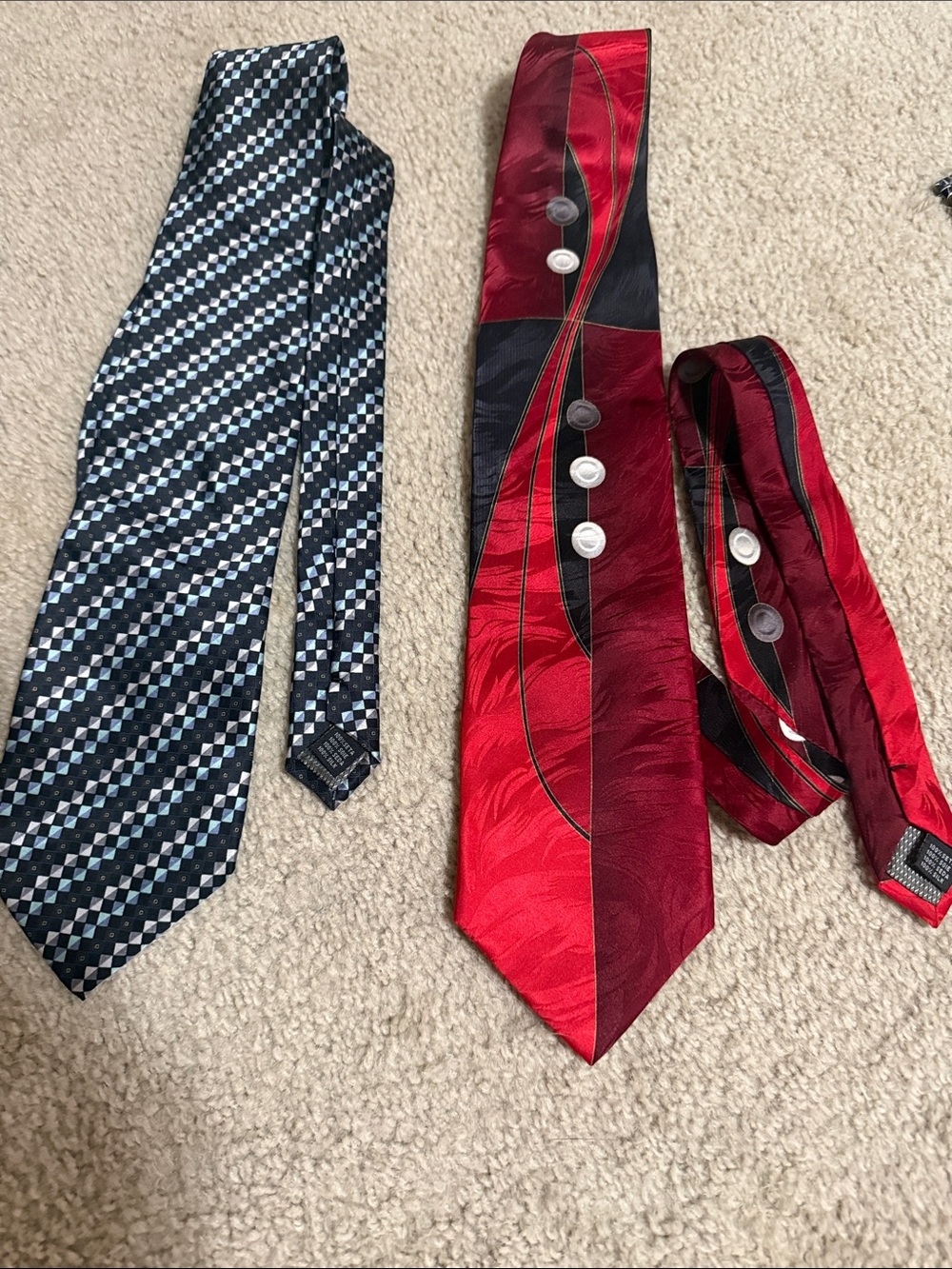 Classic Geometric Blue Tie & Bold Red Patterned Tie Set - Men Accessories 2